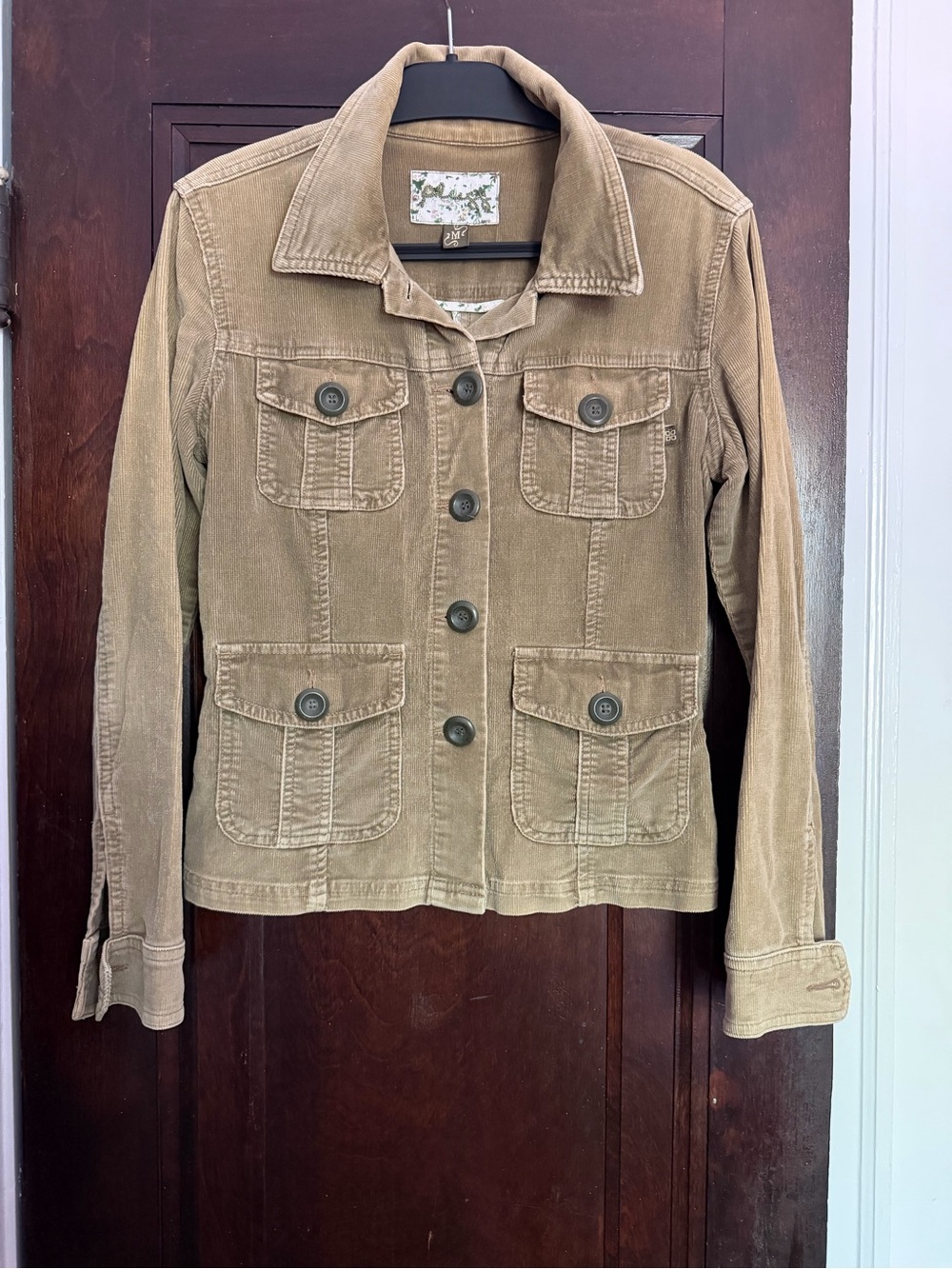 Lush Tan Corduroy Utility Jacket with Four Front Pockets
